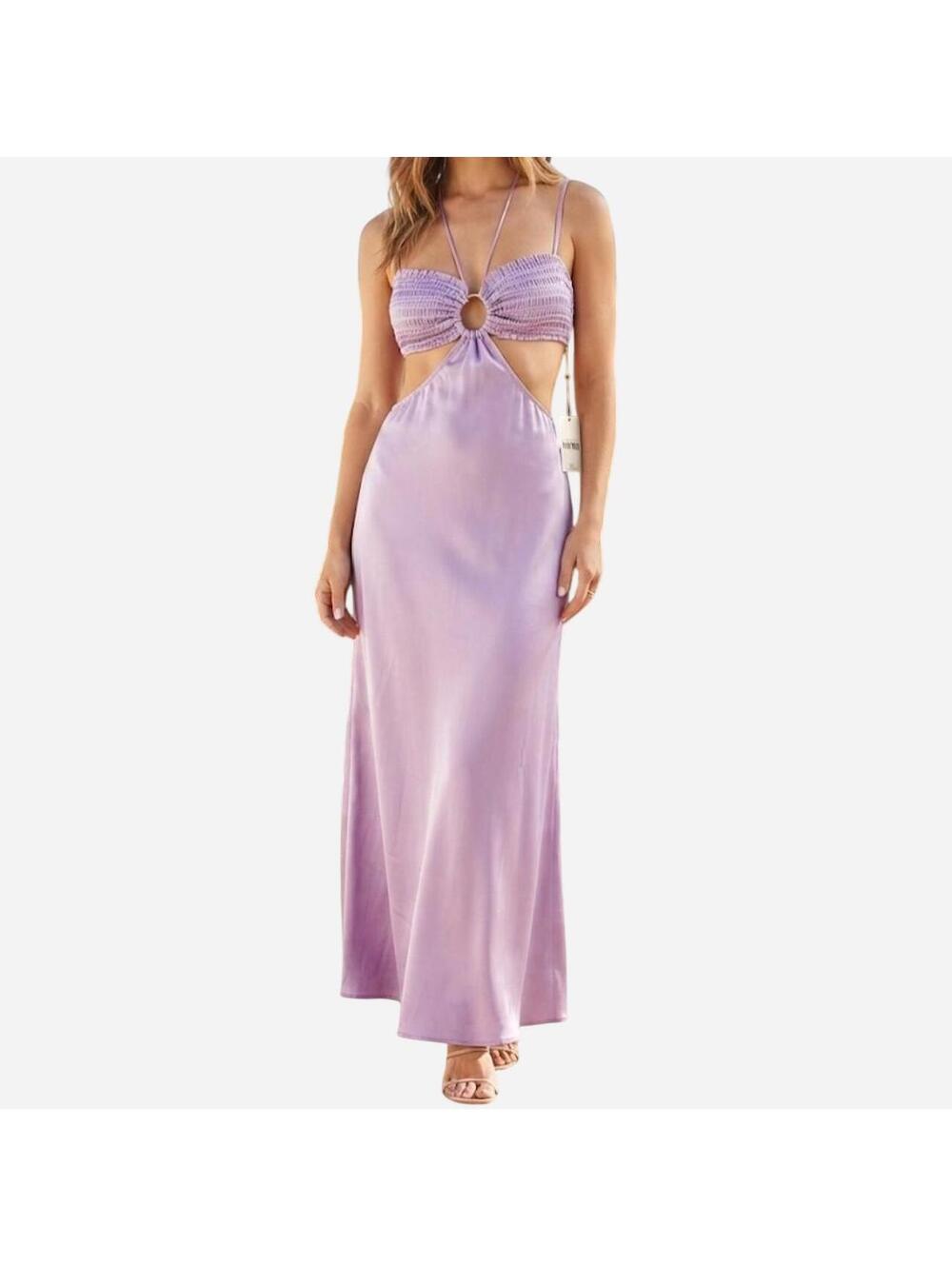 Lilac  smocked bodice with circular cutout detail Show Me Your Mumu dress